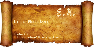 Erni Meliton névjegykártya